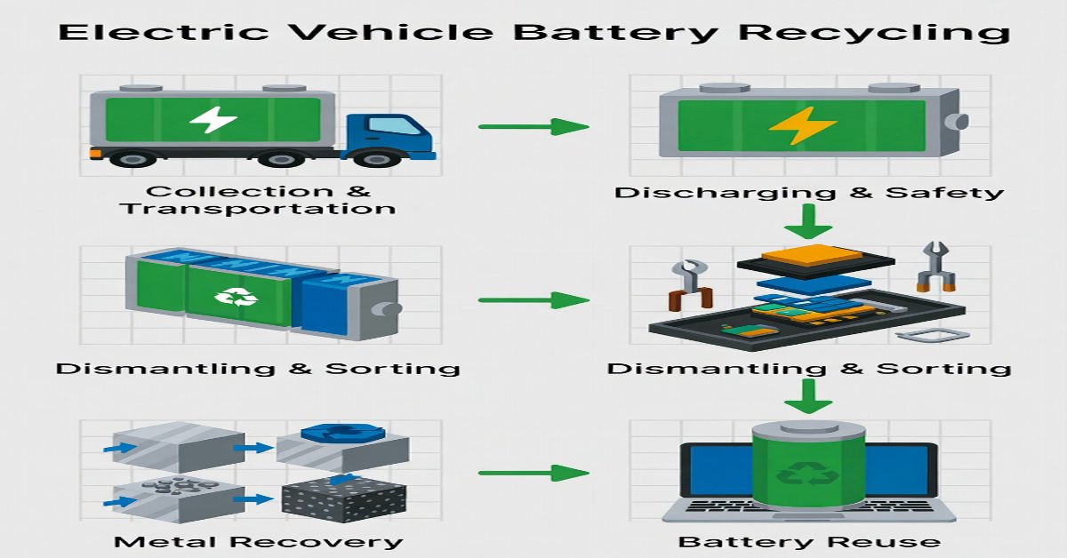 EV battery recycling works, from collection