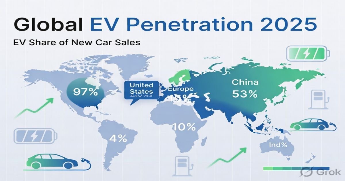 EV penetration by country with insights on US adoption.